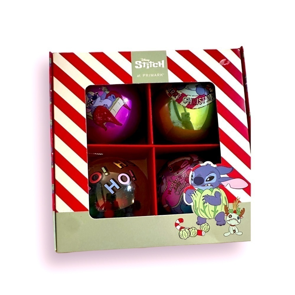 Disney Stitch and Leroy Set of 4 Christmas Ornaments